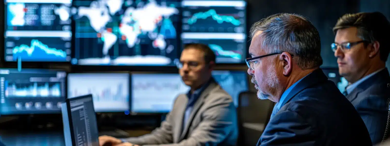 a focused cybersecurity team reviewing detailed reports in a sleek, modern boardroom setting, discussing cmmc compliance strategies with the chief information officer.