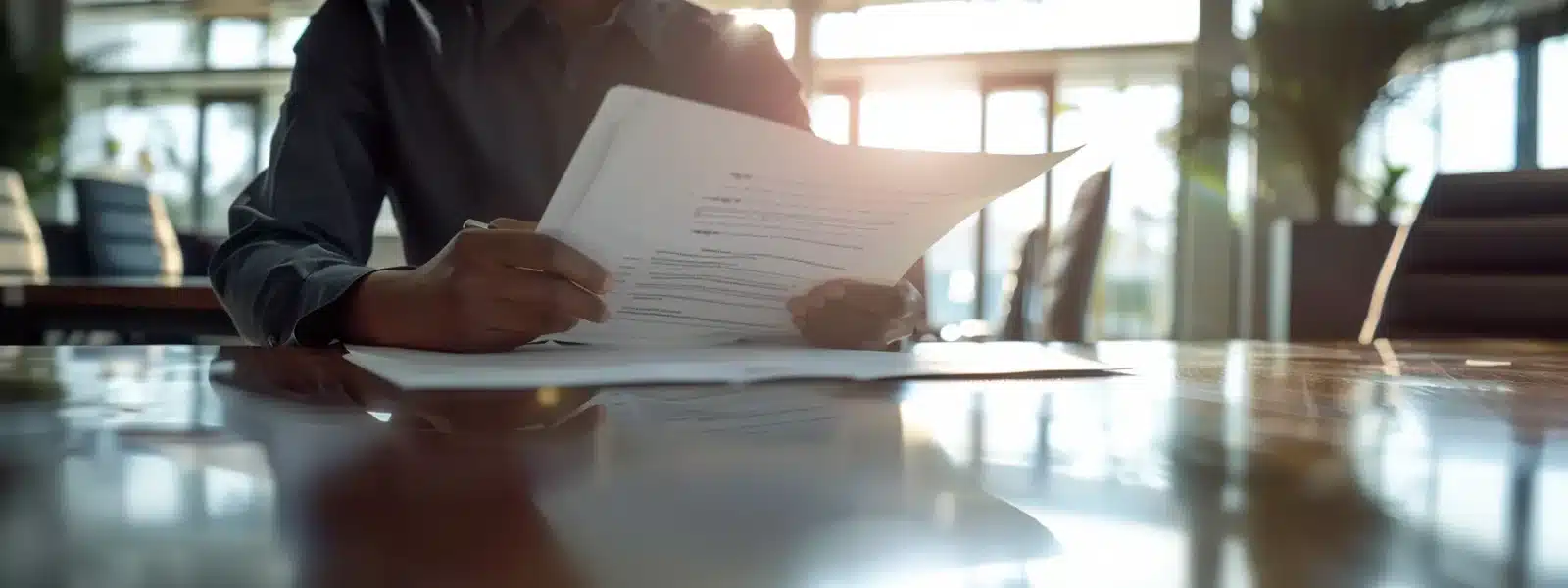 a professional cybersecurity auditor reviewing company policies and employee training materials in a bright, modern office setting.