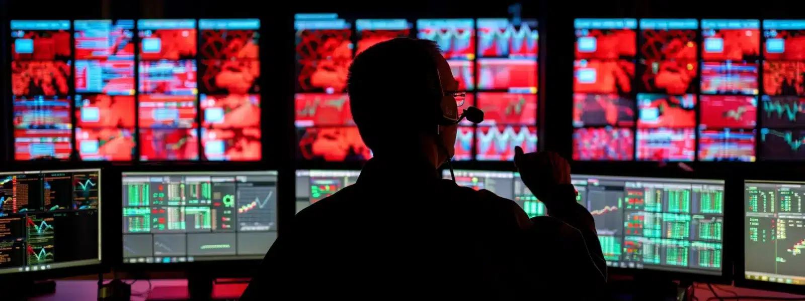 a security expert closely monitoring a network activity dashboard with a vigilant expression, surrounded by screens displaying real-time data and alerts.