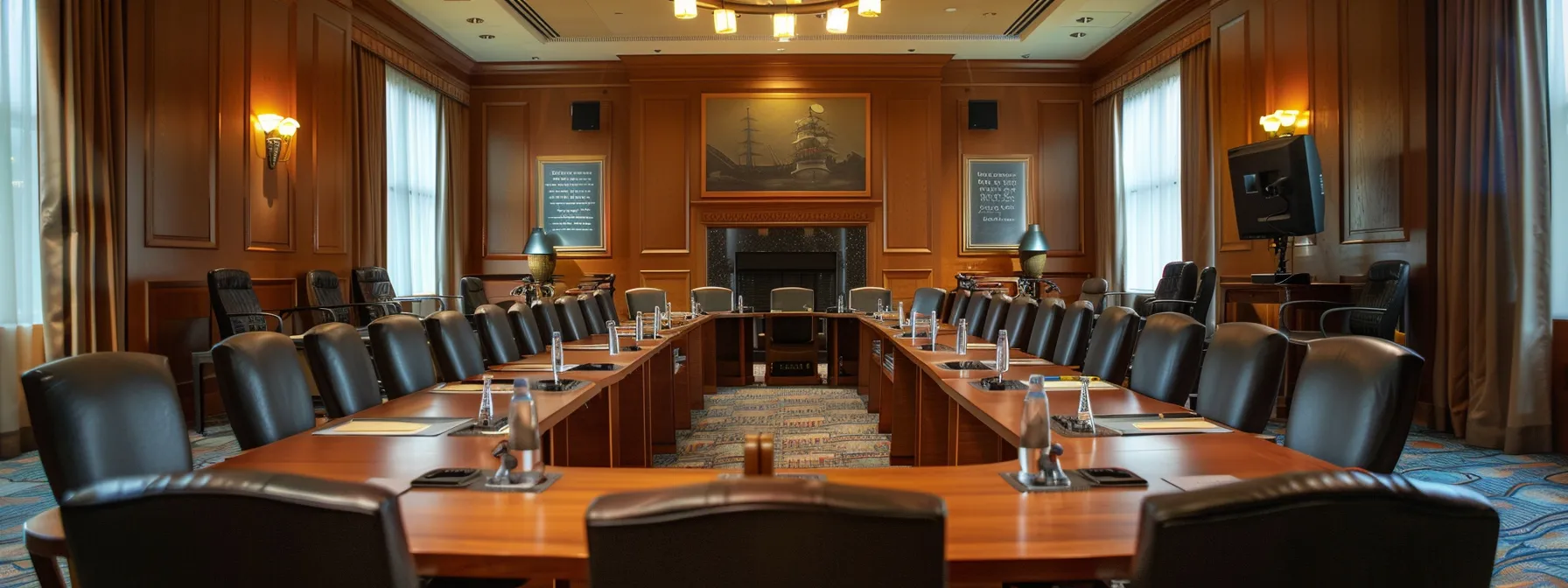 a tense corporate boardroom filled with anxious executives, illuminated by harsh overhead lighting, as they discuss the looming repercussions of cmmc non-compliance and its impact on their defense contracts and reputations.